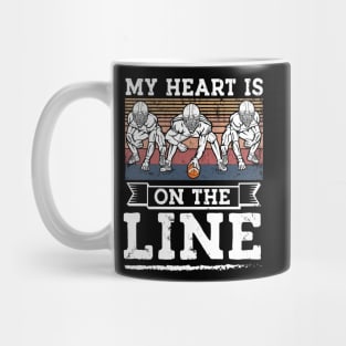 My Heart Is On The Line Offensive Lineman Retro football Mug